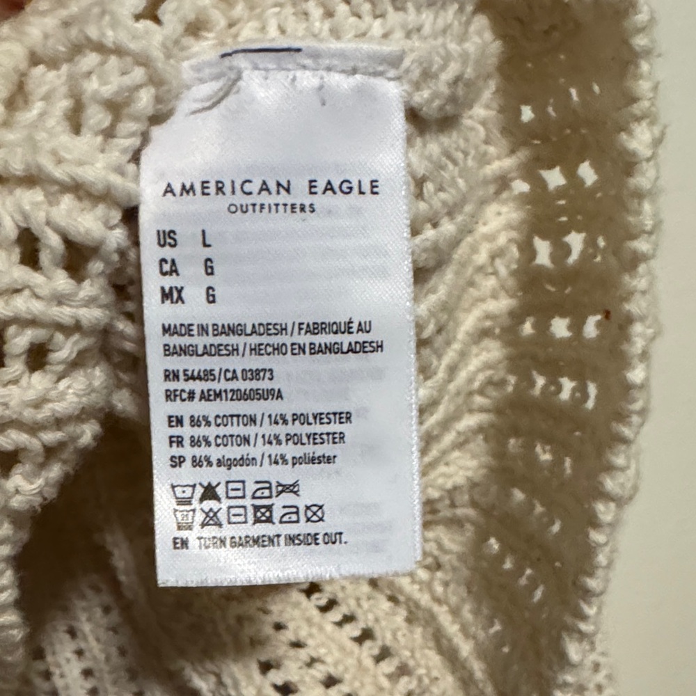American Eagle Outfitters Cream Open-Knit Cardigan - Picture 4 of 5